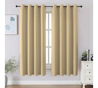 CUCRAF Lot de 2 Rideaux occultants de fenêtre à Isolation Thermique pour Chambre à Coucher, Cuisine et Salon, 132 x 137 cm, Beige