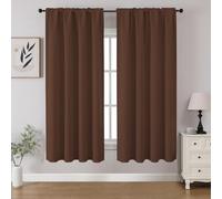 CUCRAF Lot de 2 Rideaux occultants Marron de 137,2 cm de Long avec Passe-Tringle pour Chambre à Coucher et Salon, Rideaux de fenêtre isolés Thermiques, bloquant la lumière (132 x 137 cm (l x L
