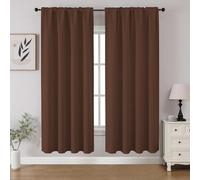 CUCRAF Lot de 2 Rideaux occultants Marron de 160 cm de Long avec Passe-Tringle pour Chambre à Coucher et Salon, Rideaux de fenêtre isolés Thermiques, bloquant la lumière (132 x 160 cm (l x L), Marron