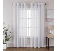 CUCRAF Lot de 2 voilages transparents en lin avec œillets pour fenêtre, chambre à coucher, cuisine, dortoir, décoration d'intérieur - Blanc - 241 cm de long