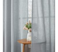 CUCRAF Rideau avec Oeillets Voilage Lin Semi-Transparent, Gris Bleu 140x245cm Lot de 2