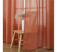 CUCRAF Rideau avec Oeillets Voilage Lin Semi-Transparent, Terracota 140x225cm Lot de 2