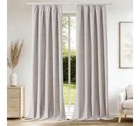 CUCRAF Rideau Occultant avec Galon Fronceur,100% Opacité,H175 x L140 cm,Lot de 2 Panneaux Effet Lin pour Salon,Chambre à Coucher,Chambre Enfant,Système de Rail