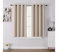 CUCRAF Rideau occultant Thermiques 2 Pièces L117xH137, Rideau Salon Thermique Isolant Anti Froid et Chaleur Tenture Opaque à Oeillets Isolation Lumiere Anti UV Beige