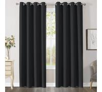 CUCRAF Rideau occultant Thermiques 2 Pièces L140xH225, Rideau Salon Thermique Isolant Anti Froid et Chaleur Tenture Opaque à Oeillets Isolation Lumiere Anti UV Noir