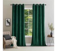 CUCRAF Rideau Occultation Thermiques Velours Vert 132 x 240 LxH 2 Pièces Luxurious Rideaux Opaque Anti Froid et Chaleur À Oeillets,Décoration Salon Chambre Moderne