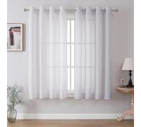 CUCRAF Rideau Voilage Blanc 140L X 145H cm (2 Panneaux), Lin Look Couleur Unie Rideaux pour Salon et Chambre à Coucher