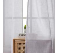 CUCRAF Rideau Voilage Blanc cassé 132L X 214H cm (2 Panneaux), Lin Look Couleur Unie Rideaux pour Salon et Chambre à Coucher