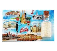 CUCUBA Aimant de réfrigérateur Croatie Monuments et Villes Importants et Bouteille avec Sable Aimant 3D de Collection 8 x 5 cm P-145-6