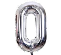 CUCUBA Ballon Gonflable en Forme de Chiffre Anniversaire / fête Taille 35 cm Couleur Argent (Numéro 0)