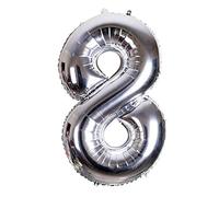 CUCUBA Ballon Gonflable en Forme de Chiffre pour Anniversaire / fête Taille 35 cm Couleur Argent (Numéro 8)