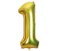 CUCUBA Ballon Gonflable en Forme de Chiffre pour Anniversaire / fête Taille 35 cm Couleur Or (Numéro 1)