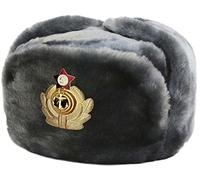 Cucuba® Chapeau DE Fourrure Original Russia Ushanka DE LA Marine Militaire Trapper Bonnet ET Badge - IDÉE Cadeaux (58 Size L (EU))