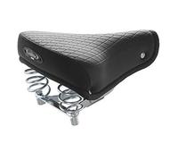 Cucuba® Selle De Vélo Vintage Montegrappa Original Produit Artisanal Italien Fait À La Main en Cuir Synthétique avec Deux Ressorts Modèle Export 1750 (Couleur: Noir)