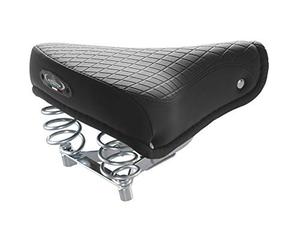 Cucuba® Selle De Vélo Vintage Montegrappa Original Produit Artisanal Italien Fait À La Main en Cuir Synthétique avec Deux Ressorts Modèle Export 1750 (Couleur: Noir)