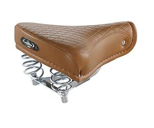 Cucuba® Selle De Vélo Vintage Montegrappa Original Produit Artisanal Italien Fait À La Main en Cuir Synthétique avec Deux Ressorts Modèle Export 1750 (Couleur: Miel)