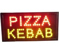 CUCUBA Tableau lumineux rectangulaire 46 x 24 cm en plastique, enseigne publicitaire pour vitrine de magasin, avec LED, montage mural, Décontracté, Pizza Kebab, Classe énergétique A