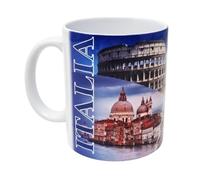 CUCUBA Tasse en céramique design artistique Italie Colisée Tour de Pise Monuments Célèbres pour petit déjeuner goûter 36cl