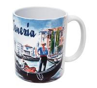 CUCUBA Tasse en céramique design artistique Venise Grand Canal et gondoles pour petit déjeuner goûter 36cl