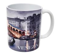 CUCUBA Tasse en céramique design artistique Venise pont du Rialto éclairé pour petit déjeuner collation 36cl