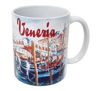 CUCUBA Tasse en céramique design artistique Venise pont du Rialto et gondoles pour petit déjeuner goûter 36cl