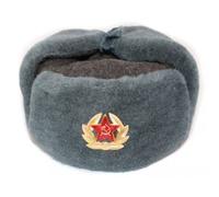 CUCUBA Ushanka Bonnet Chapeau Laine Équipée Armée Russe Original Soviet Epoque - Taille 57 (M), bleu foncé, 57