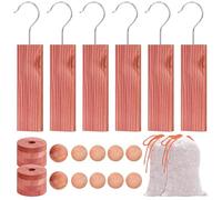 CUCUFA 26pcs Blocs en cèdre pour Stockage de vêtements, cintères de cèdre aromatique, Anneaux et balles, sachets parfumées, assainisseur Placard pour placards, tiroirs et étagères, pour Les placards