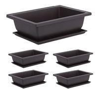 CUCUFA Pots d'entraînement 10pcs Bonsaï, Casserole en Plastique en Plastique carré avec Soucoupe 9.1x6,7x3,1 Pouces Pots d'arbres à bonsaï avec Plateaux Pots de Jardin pour Fleurs succulentes, Petite