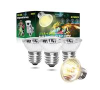 CucuGo 50W E27 Lampe tortue terrestre UVA UVB Chauffante Dimmable ampoule terrarium blanc chaud 2700K lampe tortue UVA UVB ampoule solaire à spectre complet pour Reptiles et Amphibiens Serpent (4Pcs)