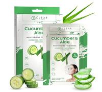 Cucumber & Aloe Moisturizing Face Mask - Dermatologist Tested, Soothes Irritated Skin, Reduces Wrinkles & Fine Lines, Hydrating, Cruelty-Free Korean Skin Care - All Skin Types - 4 Pack