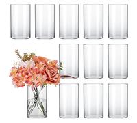 CUCUMI Lot de 12 vases cylindriques en Verre pour centres de Table, décorations de Mariage, 15,2 cm de Haut, bougeoir ouragan en Verre pour étagère de Table, Vase Floral en Vrac pour Fleurs,