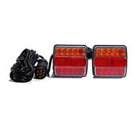 CuCummoo Feux arrière LED à 7 broches avec support magnétique - 12 V - Câblé - Éclairage de remorque - 2,2 x 7,5 m - Jeu de câbles et 2 unités d'éclairage