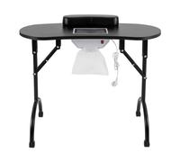 CuCummoo Table de manucure portable, table de manucure avec ventouse, noire, pliable, avec 3 sacs d'aspirateur pour couper, beauté, soin des ongles, 90 x 40 x 72,5 cm