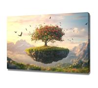 CUDAOO Arbre de vie Impression sur toile Murale Arbre fruitier suspendu pour Le Maison,Salon,Chambre,Cuisine(Vert)-40x60cm Encadrée