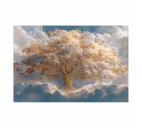 CUDAOO Arbre de vie Impression sur toile Murale Nuage entre les arbres pour Le Maison,Salon,Chambre,Cuisine(beige)-60x80cm Sans cadre