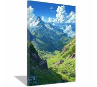 CUDAOO Art naturel intemporel pour une décoration sur toile murale élégante Beaux paysages de montagne Cadre Decoration Murale pour Chambre à coucher, Cuisine, Salon(Eau canard bleu)-60x80cm Encadrée