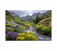 CUDAOO Art naturel intemporel pour une décoration sur toile murale élégante Fleurs des vallées Cadre Decoration Murale pour Chambre à coucher, Cuisine, Salon(violet)-20x30cm Sans cadre