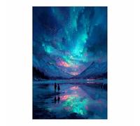 CUDAOO Art naturel intemporel pour une décoration sur toile murale élégante Lac Aurora Cadre Decoration Murale pour Chambre à coucher, Cuisine, Salon(Eau canard bleu)-20x30cm Sans cadre