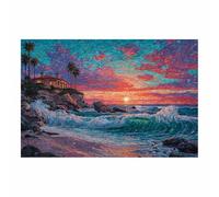 CUDAOO Art naturel intemporel pour une décoration sur toile murale élégante Maison à flanc de falaise Cadre Decoration Murale pour Chambre à coucher, Cuisine, Salon(orange)-70x100cm Sans cadre