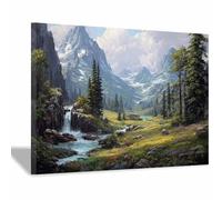 CUDAOO Art naturel intemporel pour une décoration sur toile murale élégante Rivière des vallées Cadre Decoration Murale pour Chambre à coucher, Cuisine, Salon(Eau canard bleu)-60x80cm Encadrée