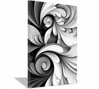 CUDAOO De Mode Vintage Affiche Noir Murale Feuilles tourbillonnantes entrelacées Tableaux Pour Salon Moderne le salon Bureau du corridor Decoration à La Maison(Noir et blanc)-70x100cm Encadrée
