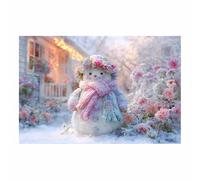 CUDAOO Décoration Murale de Noël sur Toile décoration Murale d'hiver Fleur de bonhomme de neige pour la Maison Le Salon Les Festivals Le Nouvel an Toile(Beige79)-20x30cm Sans cadre