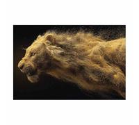 CUDAOO Impression sur Toile Lion Abstrait Ombre de Lions pour la maison, le salon, la chambre à coucher(doré100)-40x60cm Sans cadre