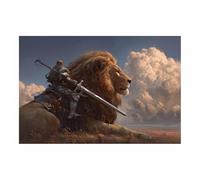 CUDAOO Impression sur Toile Lion Abstrait Scène de Chevauchée de Lions pour la maison, le salon, la chambre à coucher(marron97)-20x30cm Sans cadre