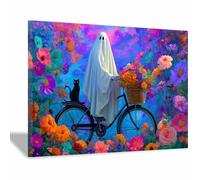 CUDAOO impressions de posters d'Halloween Décoration murale Dark Academia Balade des Esprits des Fleurs pour décorer les salons, les bibliothèques,chambres(bleu95)-40x60cm Encadrée