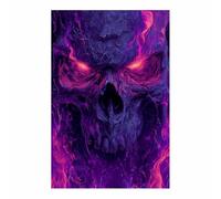 CUDAOO impressions de posters d'Halloween Décoration murale Dark Academia Crâne de Flamme Violette pour décorer les salons, les bibliothèques,chambres(violet182)-70x100cm Sans cadre
