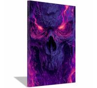 CUDAOO impressions de posters d'Halloween Décoration murale Dark Academia Crâne de Flamme Violette pour décorer les salons, les bibliothèques,chambres(violet182)-20x30cm Encadrée