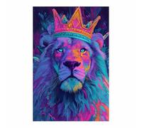 CUDAOO Lion peinture murale sur toile Couleur des Lions couronnés pour Le Bureau à Domicile Décoration Moderne(Multicolore)-40x60cm Sans cadre
