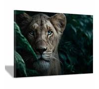 CUDAOO Lion peinture murale sur toile Les yeux cachés du lion pour Le Bureau à Domicile Décoration Moderne(marron192)-60x80cm Encadrée