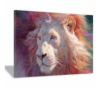 CUDAOO Lion peinture murale sur toile Lions fantômes pour Le Bureau à Domicile Décoration Moderne(marron84)-60x90cm Encadrée
